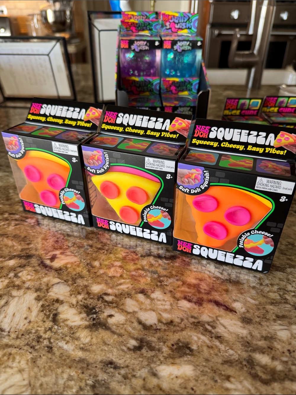 Squeeze Pizza Slice Stress Toy - Orange with Pink